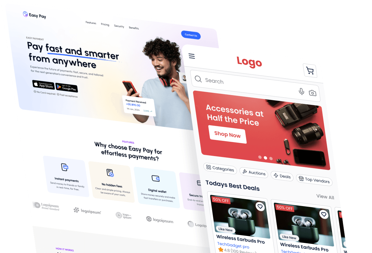 Web and mobile mockups